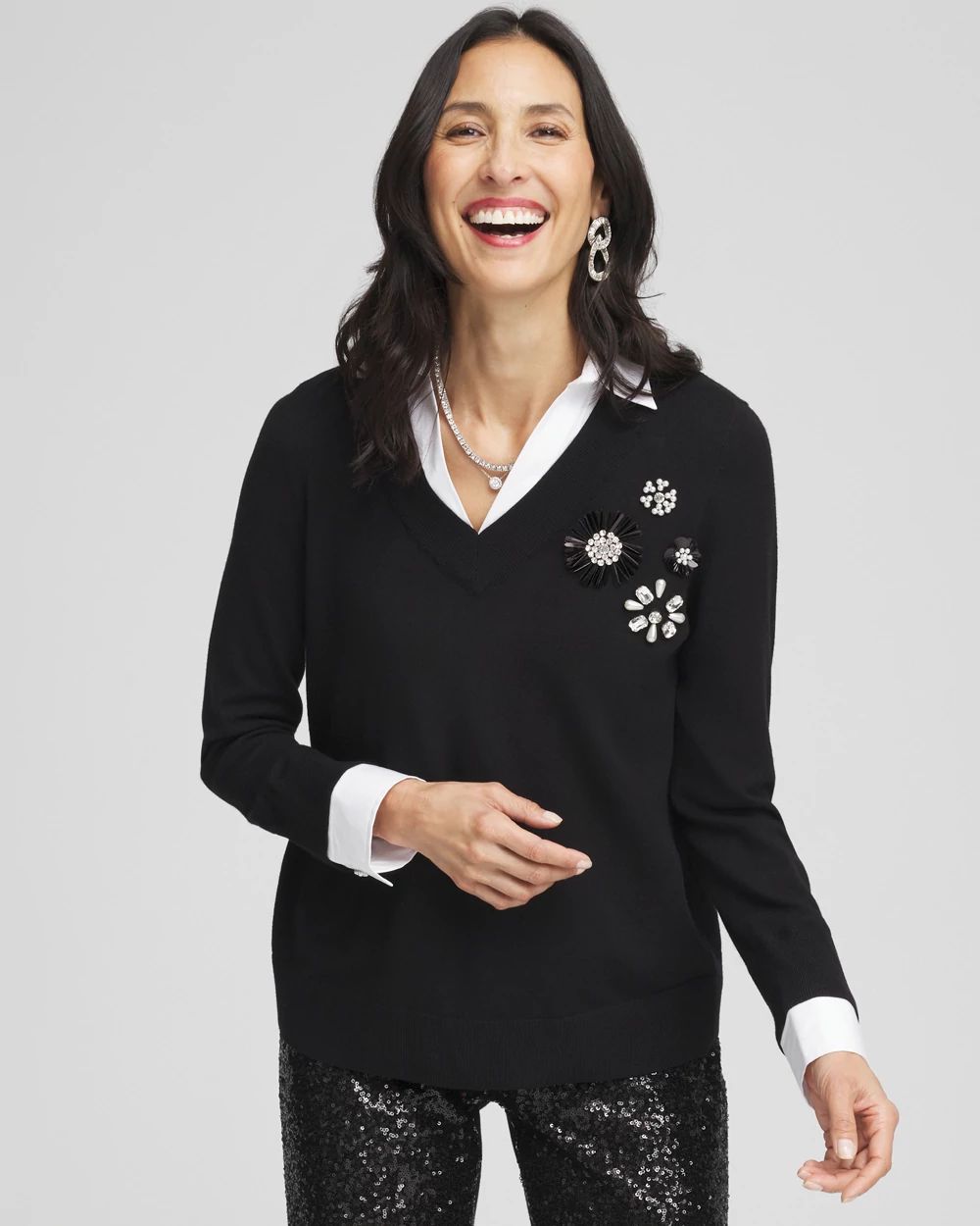 ころん Spun Rayon V-neck Pullover Sweater | Chico's